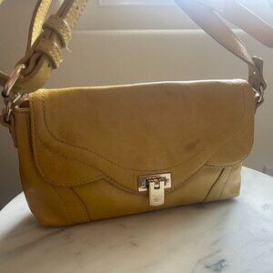 B. Makowsky Yellow Soft Leather Crossbody Bag